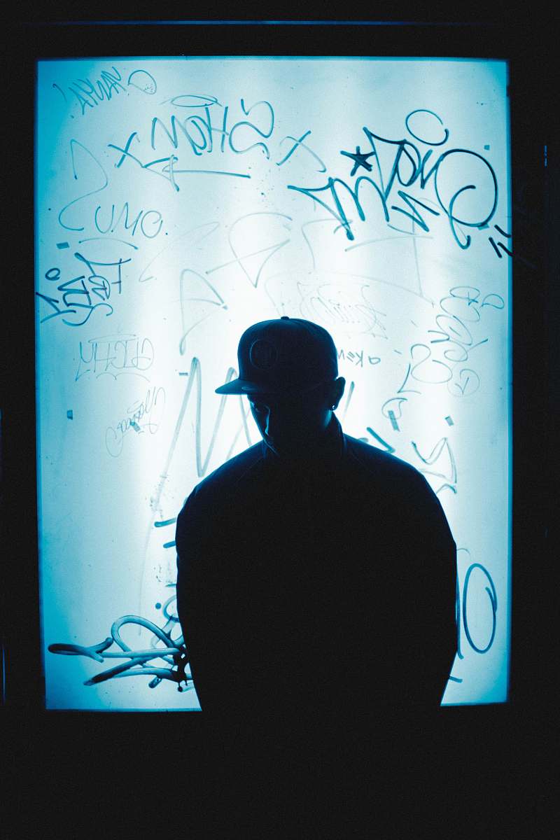 buenos aires silhouette of man in front of signed poster argentina